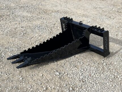 Severe Extreme Stump Bucket Attachment with Teeth Fits Skid Steer Quick Attach